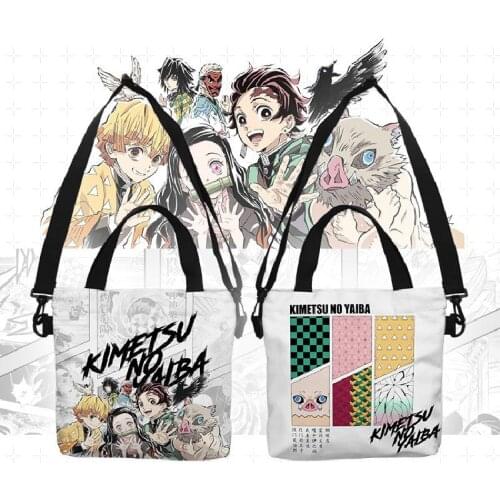 Devils Blade Anime Peripheral Shoulder Bags Demon Slayer Kimetsu No Yaiba Thick High Quality Composite HD Crossbody Canvas Bag