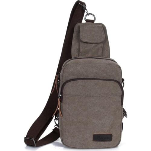 Vintage Mens Chest Pack Casual Canvas Multifunctional Crossbody Shoulder Bags Portable Small Capacity Men Travel Messenger Bag