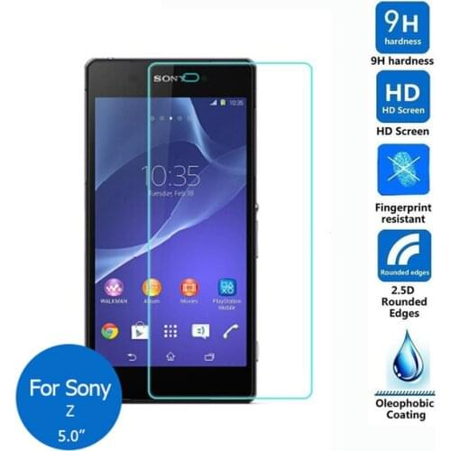 For Sony Xperia Z Tempered Glass Screen Protector 0.26mm 2.5 9h Safety Protective Film on C6602 C6603 C6606 C6616 SO-02E
