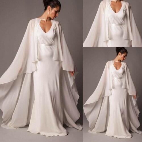 Ivory Bridal Cape Women Wedding Cloak Chiffon Long Jacket Plus Wrap Custom Color