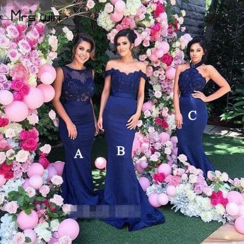 Mrs win Bridesmaid Dresses Mermaid For Girls Long Women Wedding Party Dress Lace Off Shoulder Vestido Madrinha Under 50 HR072