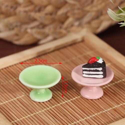 1PC 1:12 Miniature Food DIY Craft for Dollhouse Mini Ceramics Dessert Pan Cake Stand Fruit Tray Doll Kitchen Toys