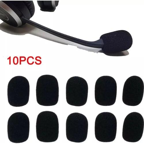10Pcs Black Mic Protector Replacement Headset Foam Covers Windscreen Windshield Sponge Covers Microphone Cover for Meeting Mic