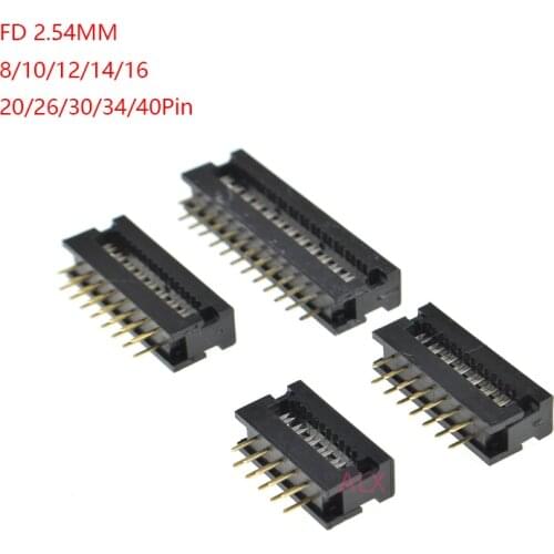 10PCS 2.54MM pitch FD-6/8/10/16/20/30/40 PIN MALE PLUG IDC SOCKET CONNECTOR FOR 1.27MM FLAT ribbon cable wire 6p 10p 20p 40p
