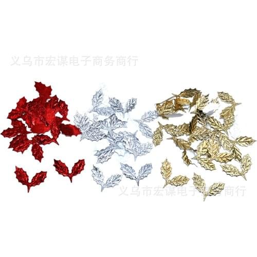 100 Christmas Leaves Christmas Decorations/ Sequins PVC Flat for DIY Card Making Craft Color Collection