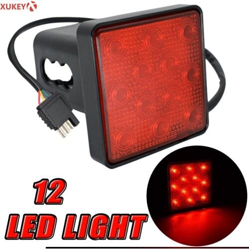 2'' Trailer Truck Hitch Towing Receiver Cover Smoked Lens 12V LED Car Brake Light Tow Stop Tail Light Trailer Parts