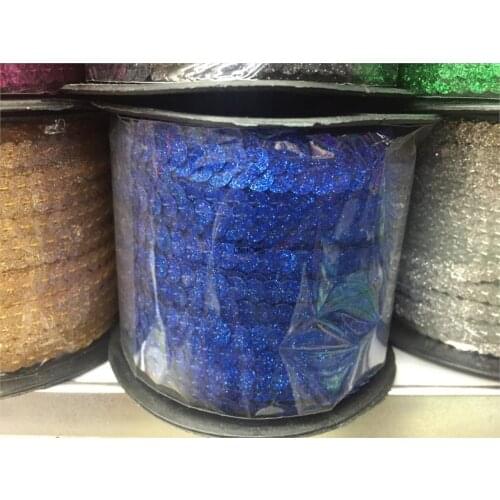 2017 New Design 100 Yards 6mm Glitter Powder Coating Sequins Roll Trim, Sold per Packet of 1 Roll(100 Yards)-Dark Blue Confetti