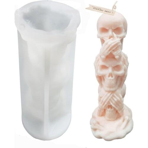 3D Skull Candle Mold Halloween Candy Dessert Chocolate Silicone Mould DIY Craft Baking Mould Handmade Aroma Soap Candle Molds