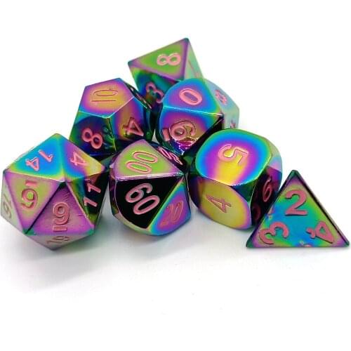 7 Pieces Zinc Alloy Polyhedral DND Dice Sets Metal Dice for Pathfinder DND RPG MTG Table Gaming Dice