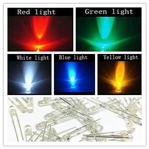 Long Leg Round Lamp Beads LED 3mm White Green Red Blue Yellow Orange Purple Pink UV F3 Ultra Bright Light Emitting Diode