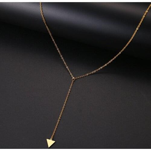 DOTOFI For Women Gold and Silver Color Necklace Long Chain Triangle Stainless Steel Pendant Necklace Engagement Jewelry Gift