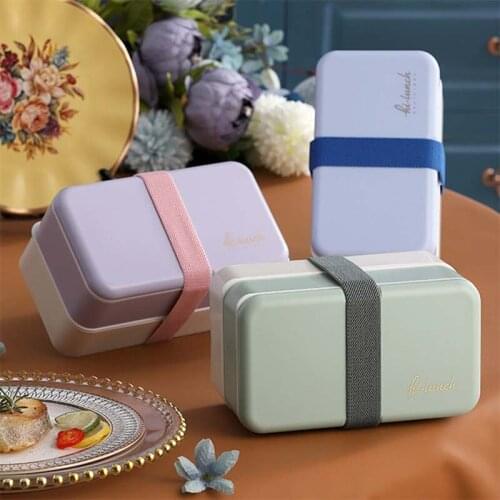Double-layered Lunch Box Portable Bento Box Sealed Leak-proof For School Kids Office Worker Microwave Container Food Storage Box