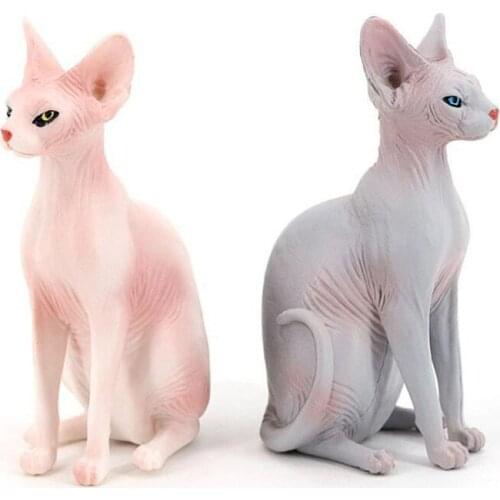 Simulation Animal Model Figure Kids Toys Solid Static Pet Hairless Sphinx Cat Doll Ornaments Gifts For Children