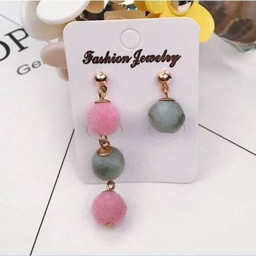Hot Sale Pom Pom Ball Long Earrings Bohemian Plush Earrings For Women Fashion Pompom Hot Sale Alloy Jewelry DD1510