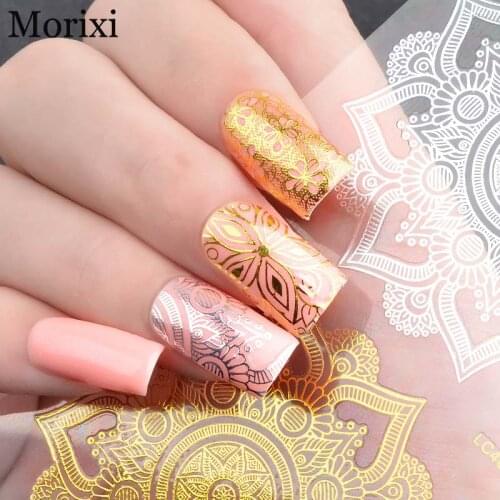 3D metal nail sticker with back glue hollow flower design gold Bronzing Decals UV Gel Polishing for Nails Adhesive MZ028