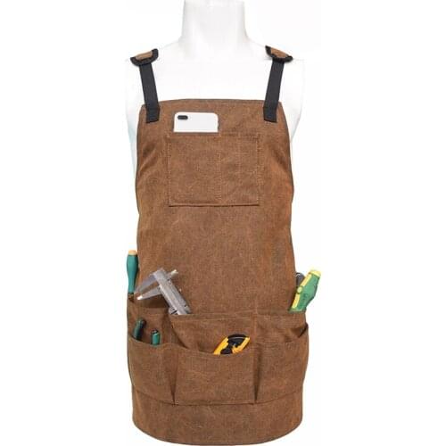 Multi-Pocket Thick Canvas Apron Multipurpose Adjustable Woodworking Storage Bag for Carpentering Gardening UD88