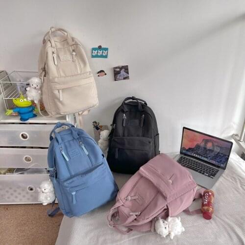 Harajuku Girl Fashion Solid Color Backpack Women Simple And Casual College Student Backpack Lady School Bag Female Book Backpack