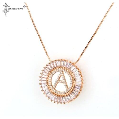 New Fashion 26 Letter Disc Shape Pendant Necklace WIith Rose Gold Colour Women&Girls Fascinating Pendant Party Charming Jewelry
