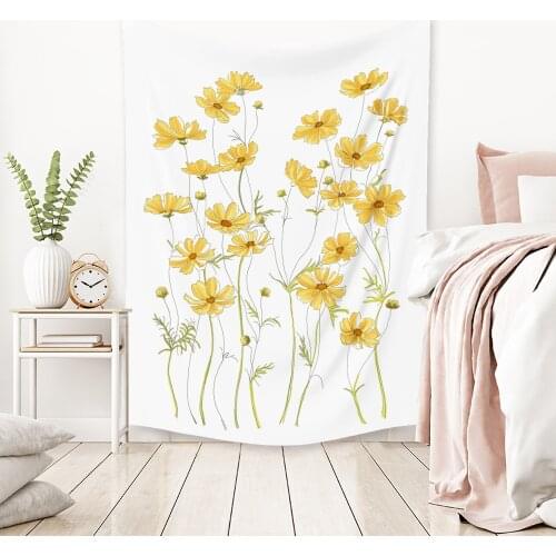 Cilected New Ins Small Fresh Small Yellow Flower Tapestry Home Wall Decor Hanging Cloth Cloth Art Hanging Painting Wall Hanging