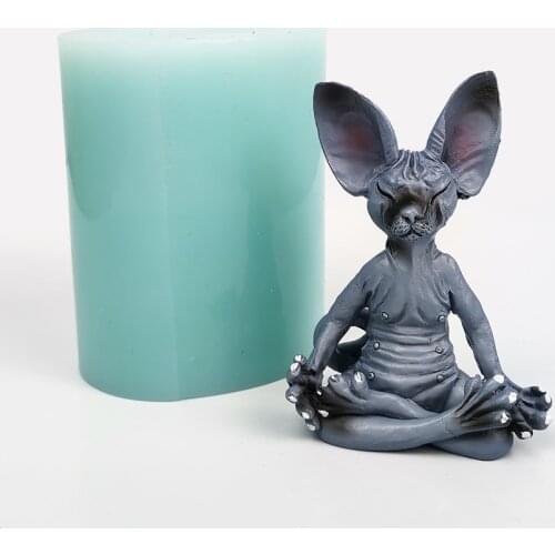 PRZY 3D Hairless cat Soap Mould Silicone Animal Molds Candle Big Ears Cat Soap Molds Handmade Clay Resin Mould