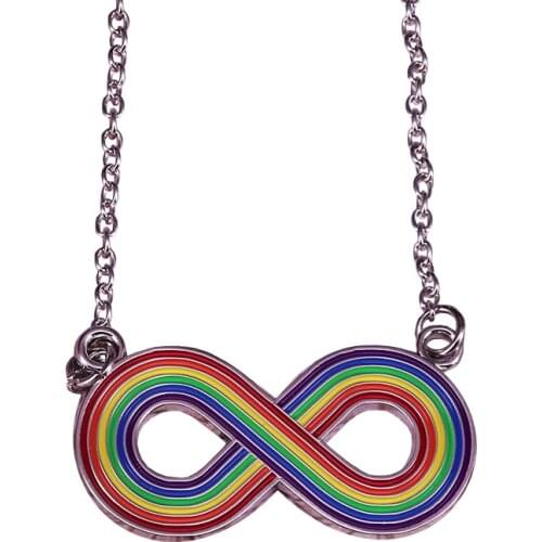 Infinity symbol adjustable necklace rainbow pride pendant endless love jewelry Christmas birthday gift