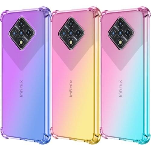 Luxury Gradient Transparent Shockproof Case For INFINIX Note 7 Smart 4 4C ZERO 8 X690 X687 Air Bag Shockproof Phone Funda