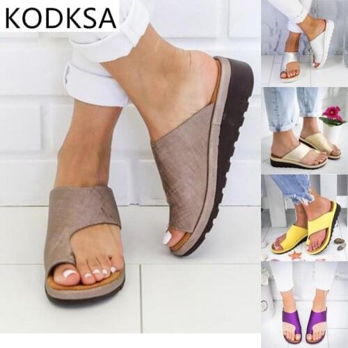 Womens Sandals 2021 New Female Shoes Comfy Platform Flat Sole Orthopedic Bunion Corrector Plus Casual Shoes Woman