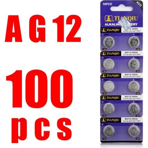 YCDC 100x 1.55V Button Coin Cell Battery AG12 AG-12 LR43 V12GA GP386 SR1142 Alkaline Disposable Watch Batteries Wholesale
