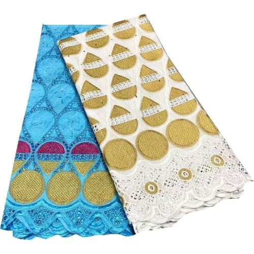 SJ Lace 2.5+2.5 Yards 100% Cotton Brode Bazin Borde 2021 African Lace Fabric Swiss Voile In Switzerland Nigerian Fabric K3-57
