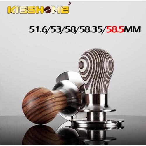 51.6/53/58/58.35/58.5MM Elasticity Adjustable Coffee Tamper Stainless Steel Flat Base Pressure Powder Hammer Barista Accessories