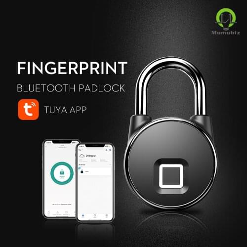 Tuya Rechargeable Bluetooth Fingerprint Lock Smart Life APP Share Control Authority to Family Members Waterproof IP66 Smart Lock