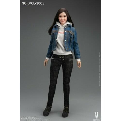 VCL-1005 1/6 Scale Female Casual Denim Suit Coat Hoodie Pants Shoes Fit For 12" Figure Action Model Doll Body Accessory In Stock