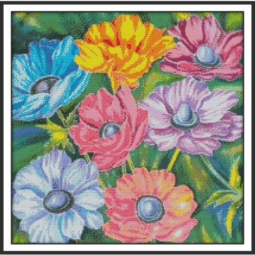 Gorgeous Sunny Flower DIY Cross-stitch Kit Needlework Sets 14ct Print Fabric 11ct Counted Canvas Cross Embroidery Kit Home Decor