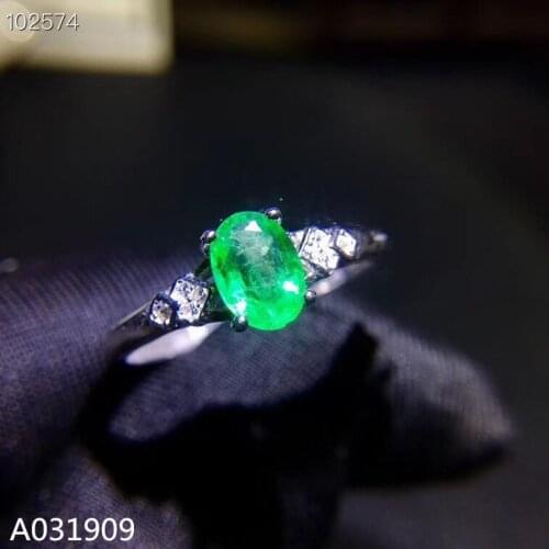 KJJEAXCMY boutique jewelry 925 sterling silver inlaid natural emerald gemstone female male ring support detection classic