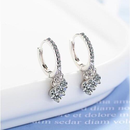 2019 Hot Sale Silver Color Elegant Teardrop Drip Bling Zirconia CZ Ring Earring For Women Wedding Fashion Dainty Earrings