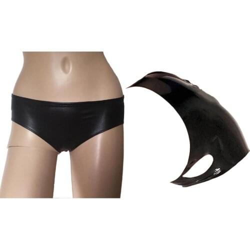 Sexy Lingerie Wet Look Open Crotch Hole Panties Underwear Thong Brief Fetish Fantasy Wet look Faux Leather Knickers
