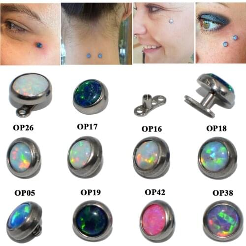 1PC Titanium Micro Dermal Anchor Charming Opal Stone Skin Diver Dermal Anchor Surface Piercing Implants Sexy Piercing Jewelry16g