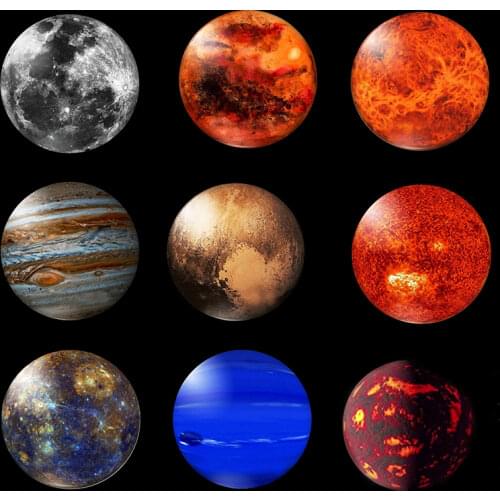 10PCS/SET Full Moon Earth Solar System Planet 12/16/18/20/25/30mm Glass Cabochon Blanks Universe Galaxy Jewelry Making Findings