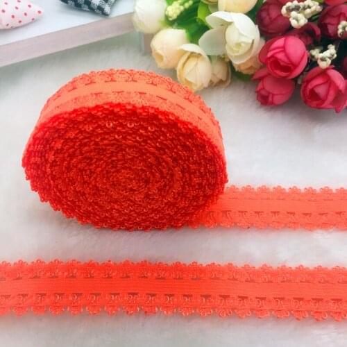 5yards/lot 3/4" 20mm Multirole Orange Fold Over Elastic Spandex Lace Band Ties Hair Accessories Lace Trim Sewing Notion
