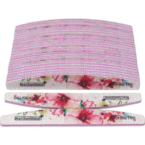 50Pcs/Lot Strong Sandpaper Nail File 100/100 Colorful Washable Sanding Buffer Block Emery Board Boat Buffing Manicure Gel Polish