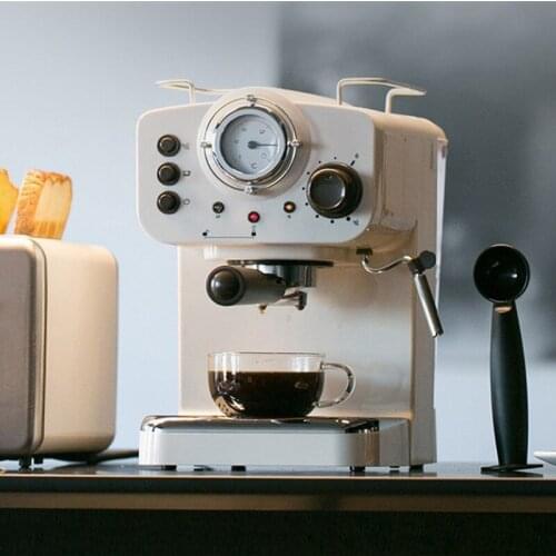 15Bar Espresso Offee Machine Maker Retro Style Semiautomatic Italian Steam Type Milk Foam 2 and 1 Handles Easy To Use Espresso