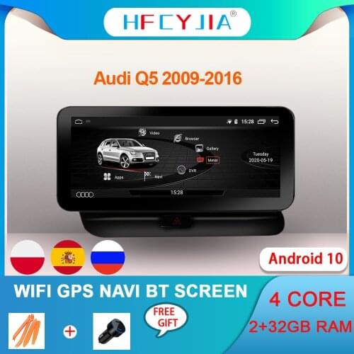 10.25" IPS Touch Screen Car GPS Navi For Audi Q5 2009-2016 WIFI 2+32G RAM Google BT Multimedia Radio Player Andrioid 10 Carplay