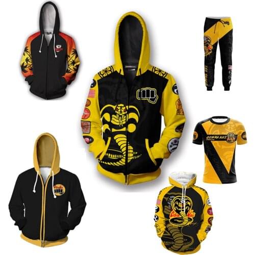 The Karate Kid Pullover Coat Sweatshirt Cobra Kai Cosplay Costume Hoodies Zipper Top Halloween Costume Tops Pants T-shirt