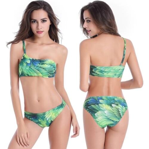 Hot Sale Bikini Women Floral Print Loose Beach Wear One-Shoulder Girl Bathing Suit Plus Size Female Swimwear Swimsuit