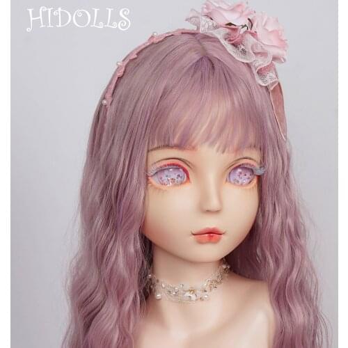 HIDOLLS 30) Custom Female Girl Silica Resin Half Head Cosplay Anime Role Play BJD Kigurumi Masks Crossdresser Doll Mask