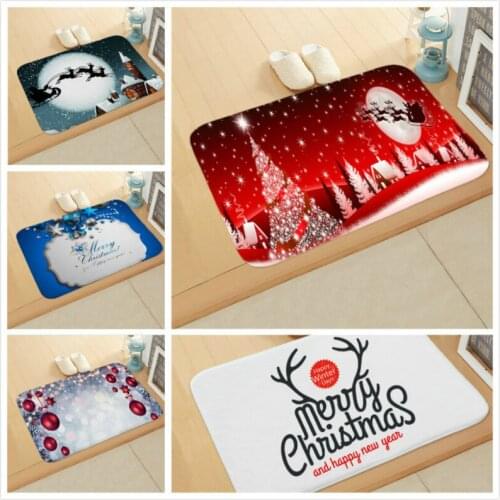 Christmas Carpet for Bedroom New Year Santa Elk Absorbent Anti-Slip Rug Eco-Friendly Cute Cartoon Bath Rugs Mat for Home Decor