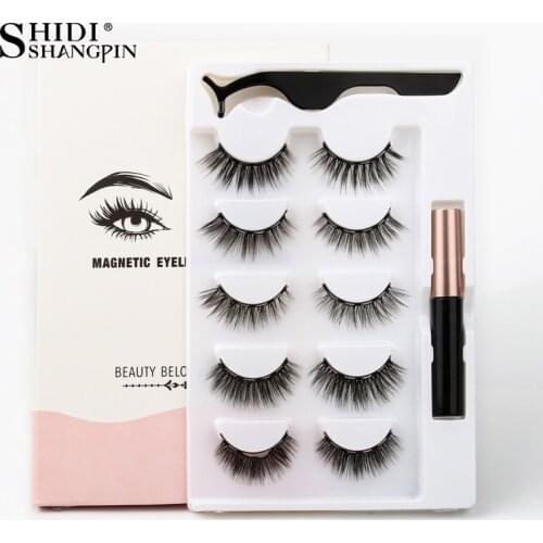 3/5 Pairs Magnetic Eyelashes 3D Mink Eyelashes Magnetic Eyeliner Magnetic Lashes False Lashes Lasting Eyelash Set Makeup Tools