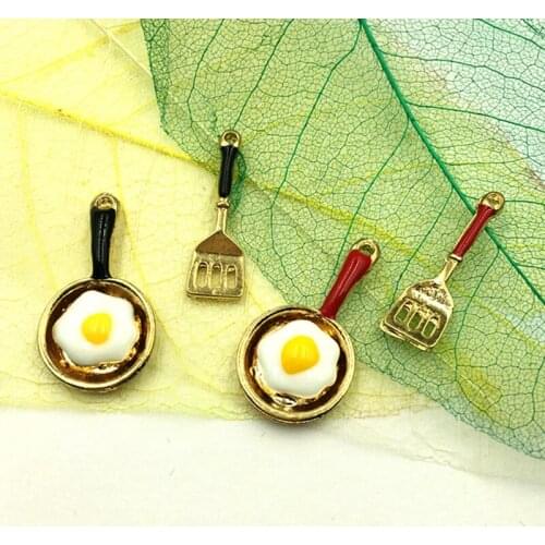 Mini Order 10 Pairs Fashion Alloy Pan&Slice Enamel Alloy DIY Bracelet Necklace Charm Pendants Gold Tone Oil Drop Floating Charm