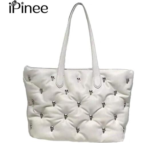IPinee Fashion Handbag Women Space Cotton Feather Down Bag 2021 New Winter Soft Space Cotton Shoulder Tote Bag Bolsa Feminin