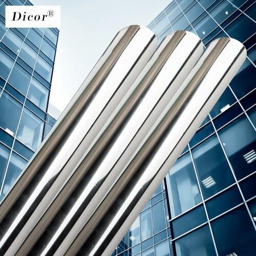 Top One Way Mirror Window Film Vinyl Self Adhesive Reflective Solar Film Privacy Window Tint Home Blue Sliver Glass Stickers New